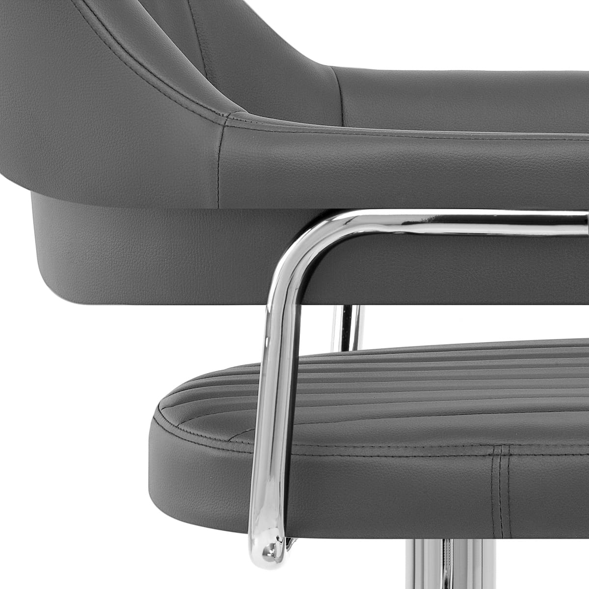 Sgabello Ecopelle Cromato - Skyline Grigio