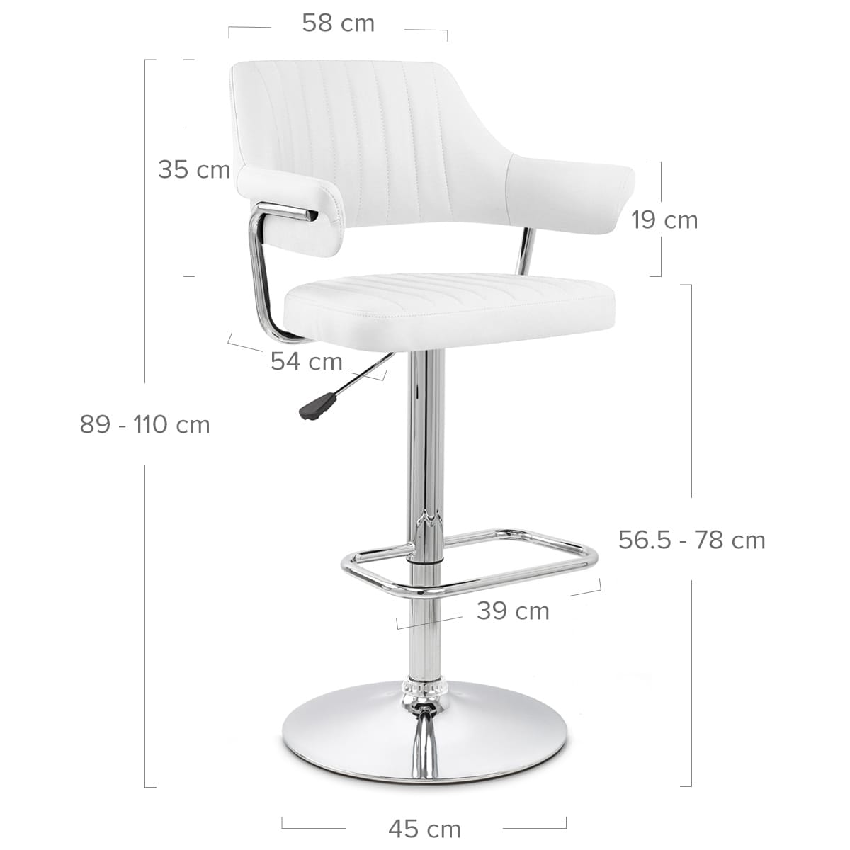 Sgabello Ecopelle Cromato - Skyline Bianco
