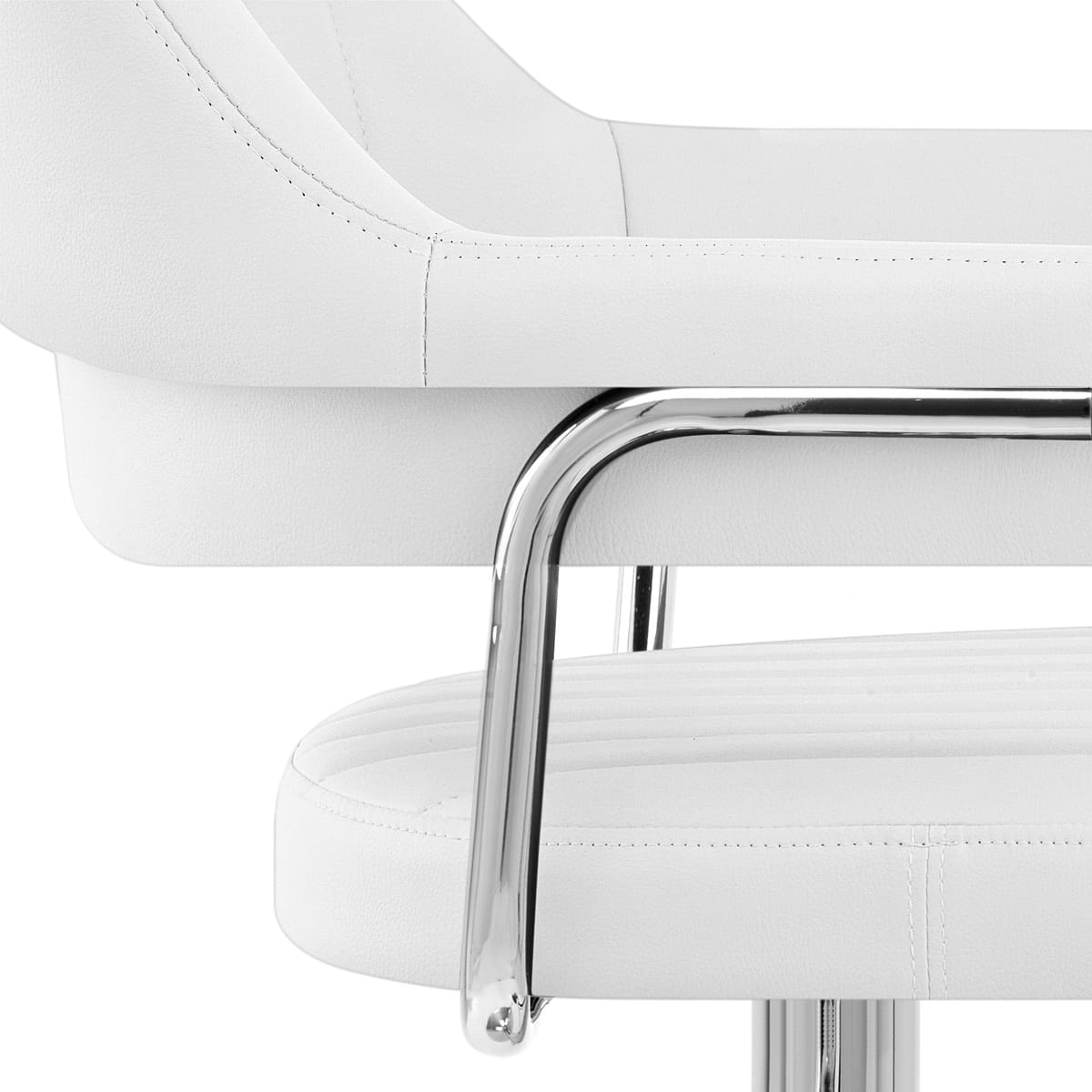 Sgabello Ecopelle Cromato - Skyline Bianco