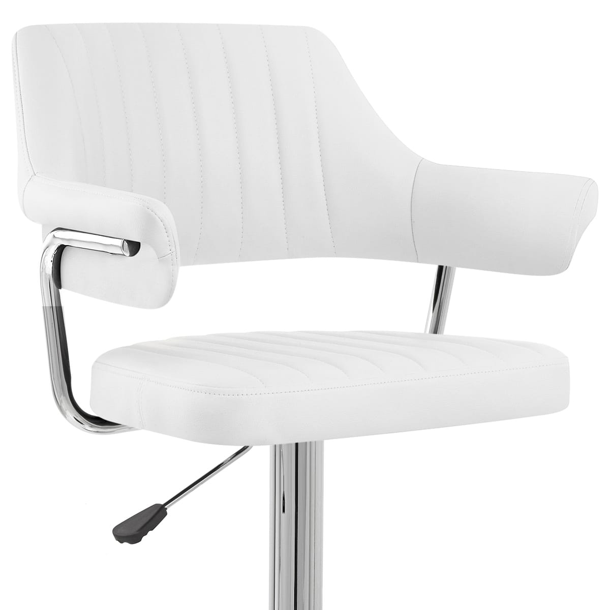 Sgabello Ecopelle Cromato - Skyline Bianco