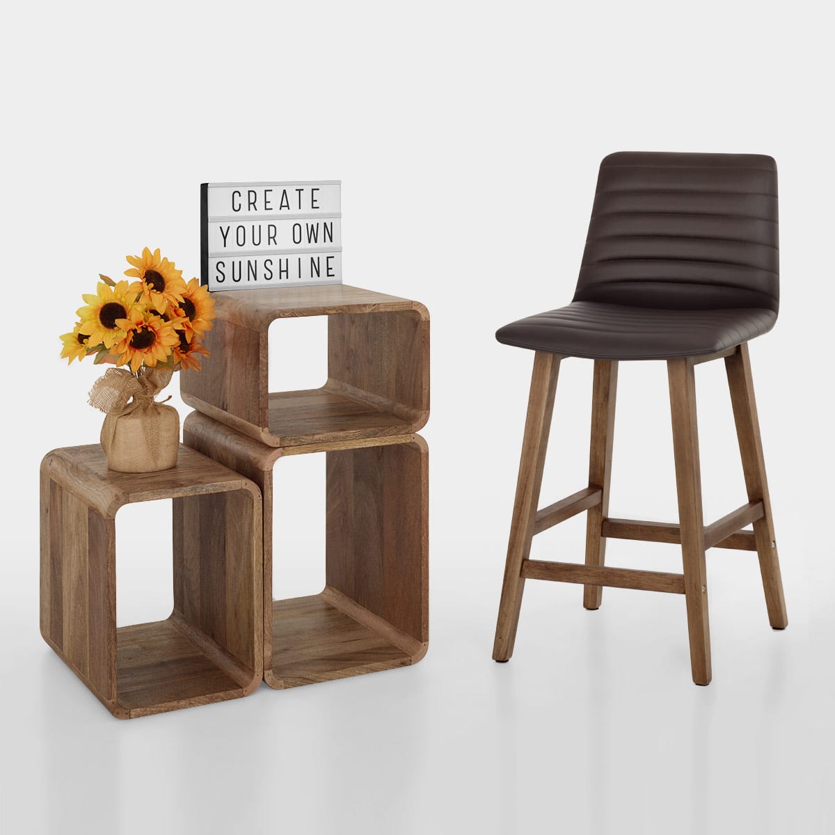 Kunstleder Barhocker - Spritz Braun