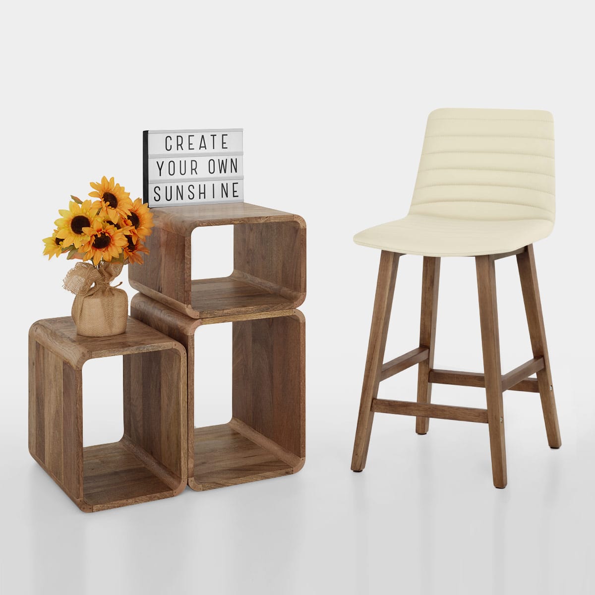 Kunstleder Barhocker - Spritz Beige