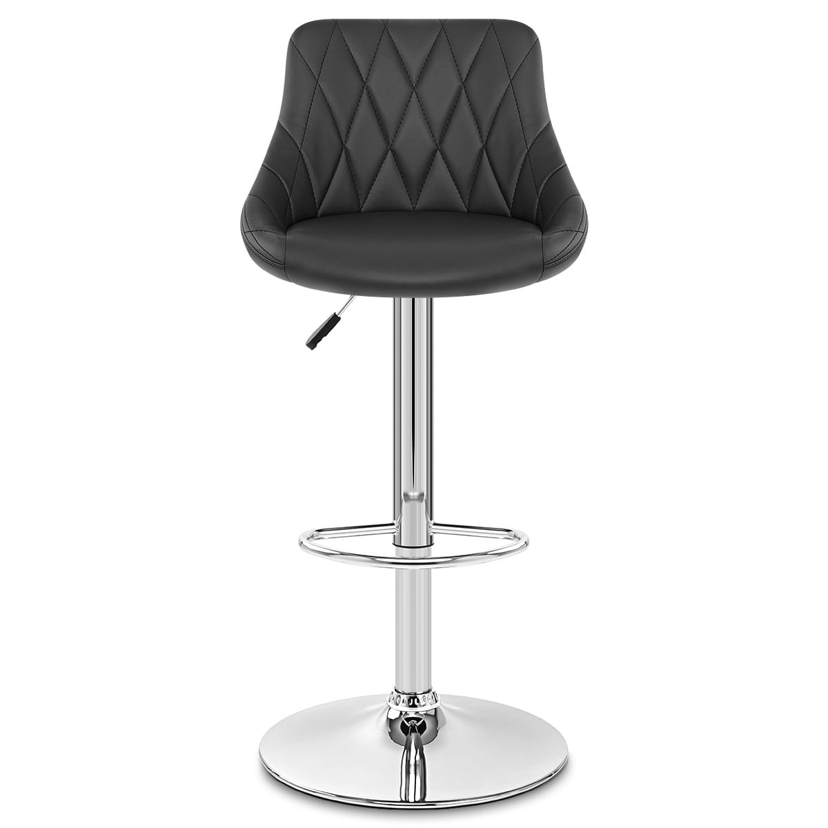 Sgabello Ecopelle Cromato - Stitch Nero