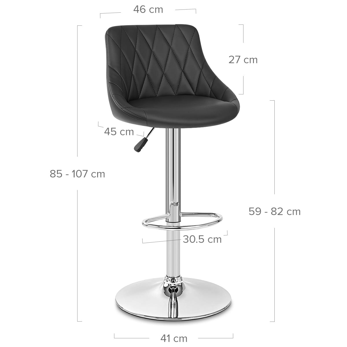 Sgabello Ecopelle Cromato - Stitch Nero