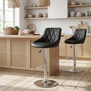Kunstleder Barhocker Chrom - Stitch Schwarz