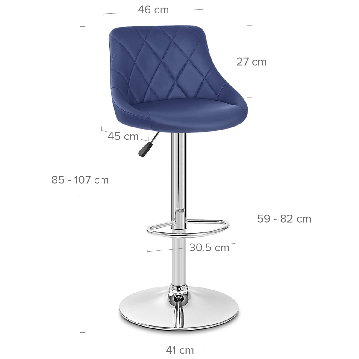 Kunstleder Barhocker Chrom - Stitch Blau
