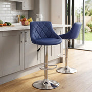 Kunstleder Barhocker Chrom - Stitch Blau