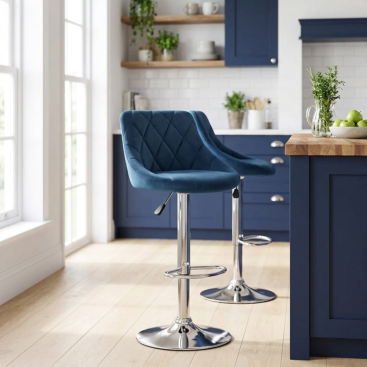 Samtbarhocker - Stitch Blau