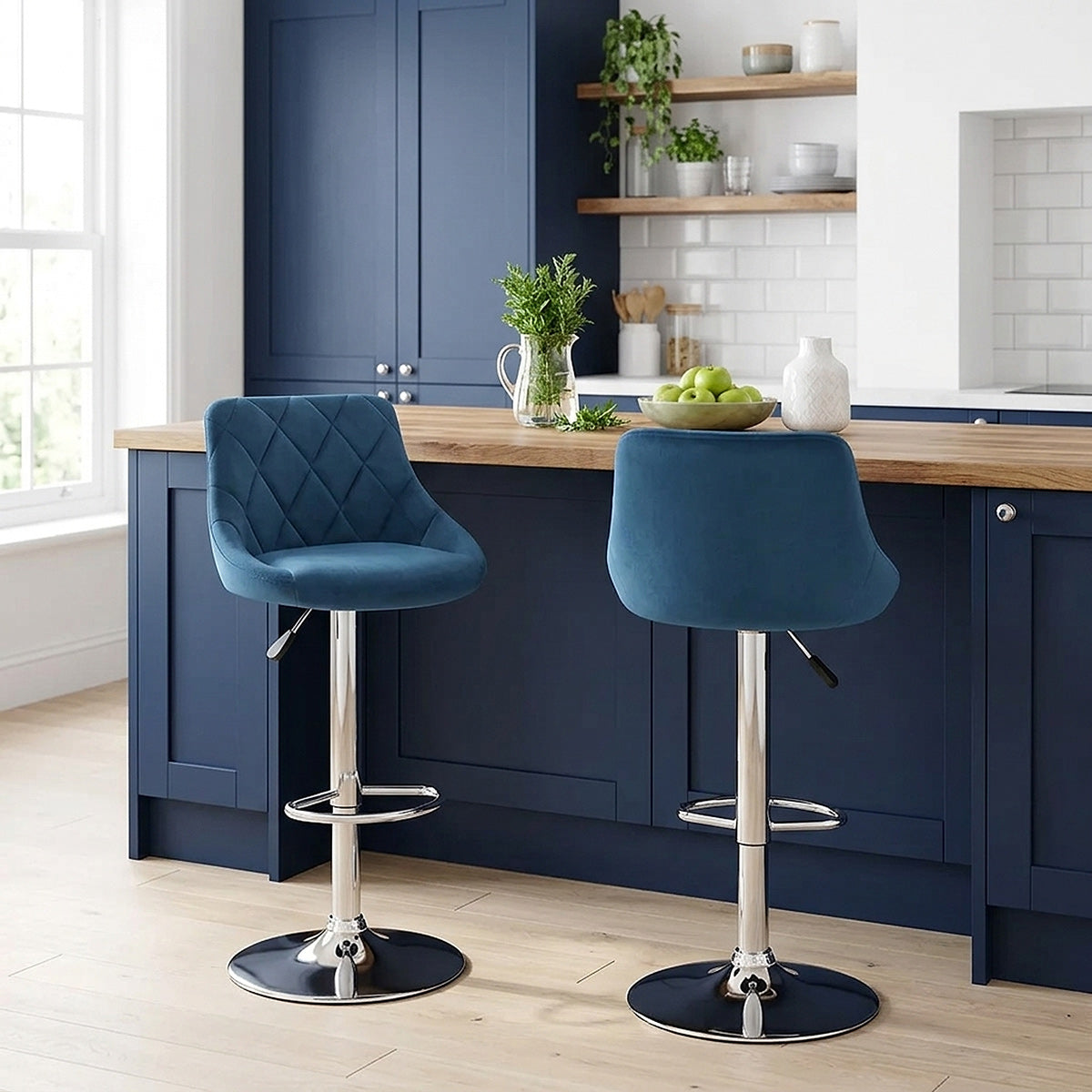 Samtbarhocker - Stitch Blau