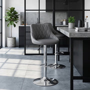 Kunstleder Barhocker Chrom - Stitch Grau