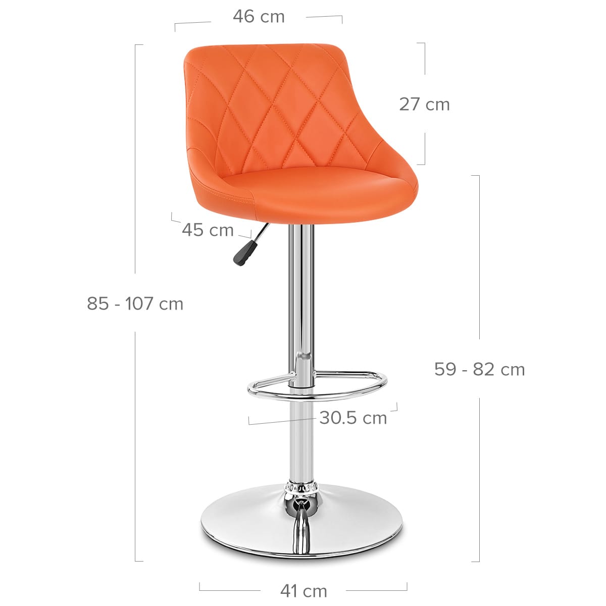 Kunstleder Barhocker Chrom - Stitch Orange