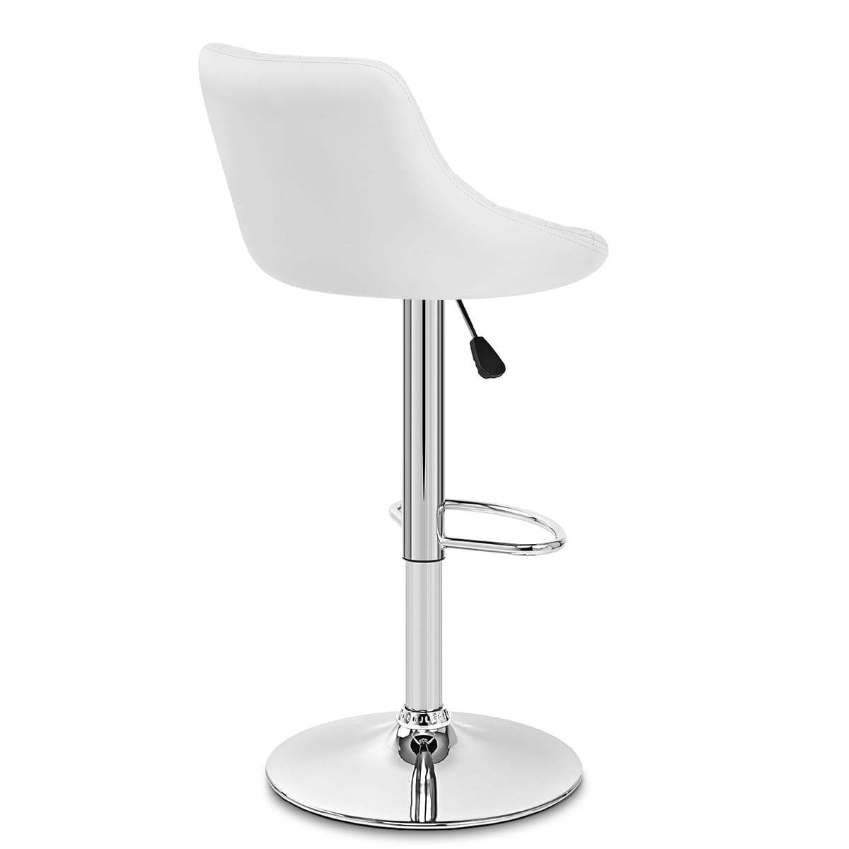 Sgabello Ecopelle Cromato - Stitch Bianco