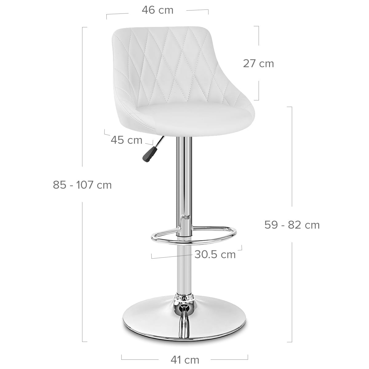 Sgabello Ecopelle Cromato - Stitch Bianco