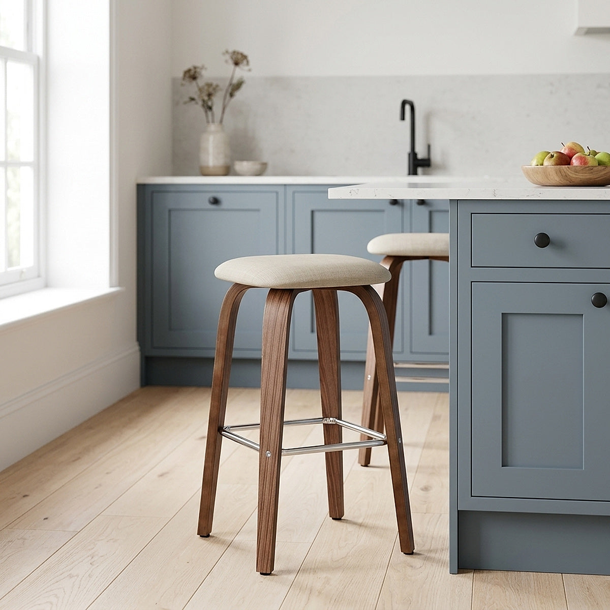 Stoff Holzbarhocker - Stockholm Beige