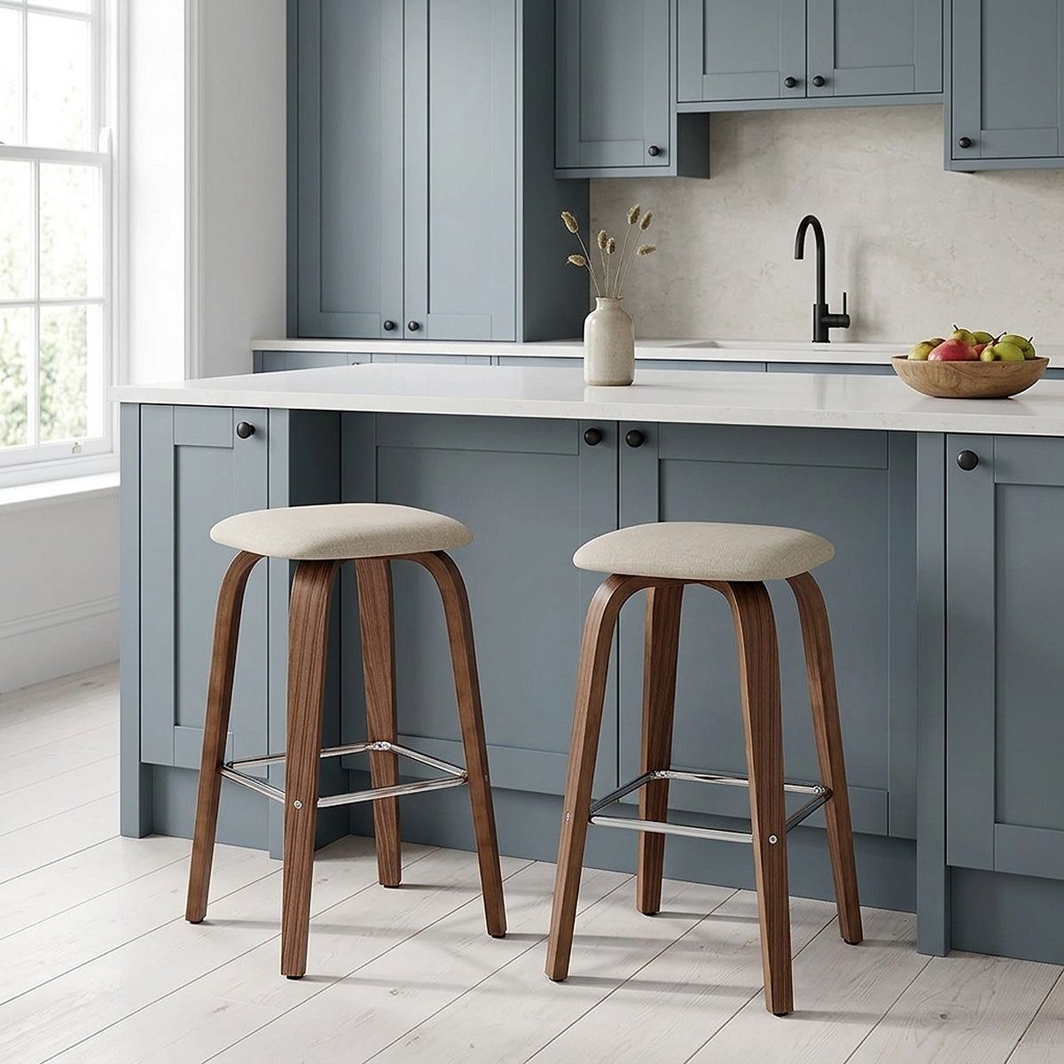 Stoff Holzbarhocker - Stockholm Beige