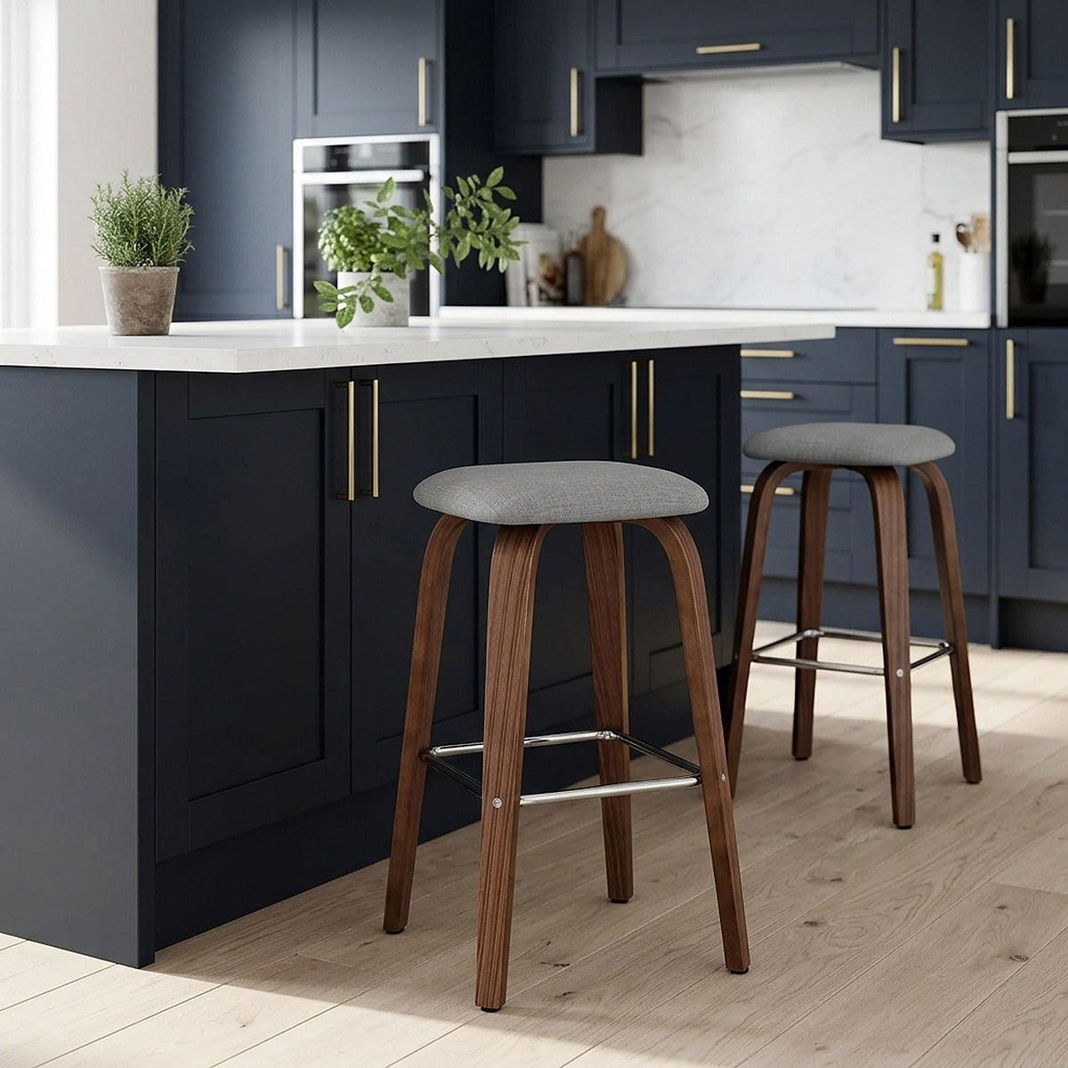 Stoff Holzbarhocker - Stockholm Grau