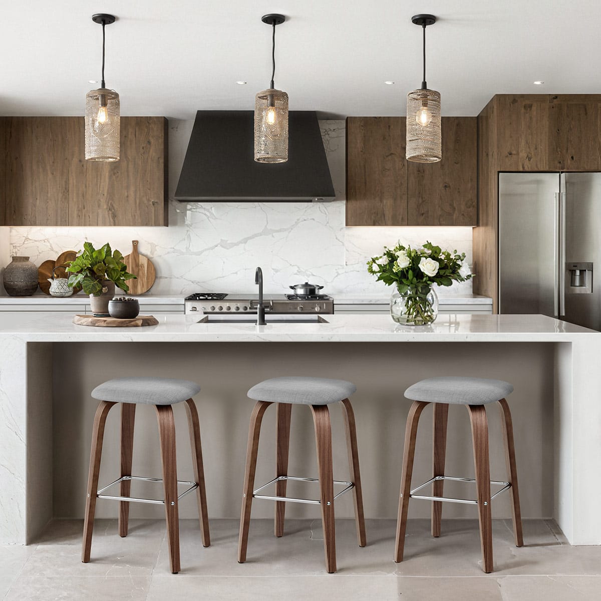 Stoff Holzbarhocker - Stockholm Grau