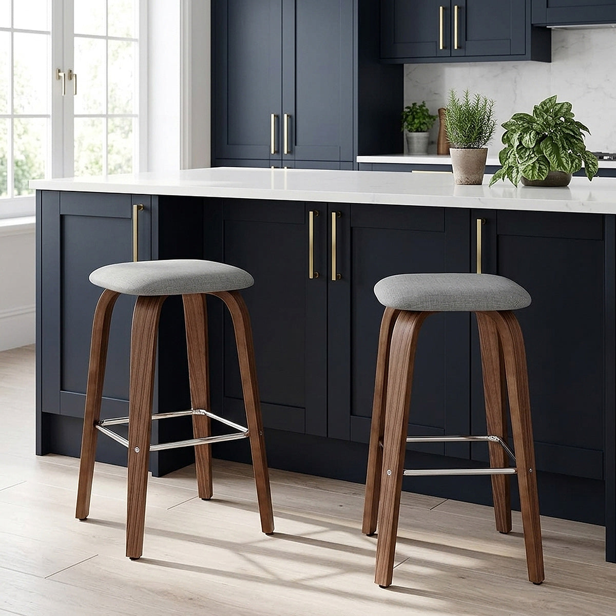 Stoff Holzbarhocker - Stockholm Grau