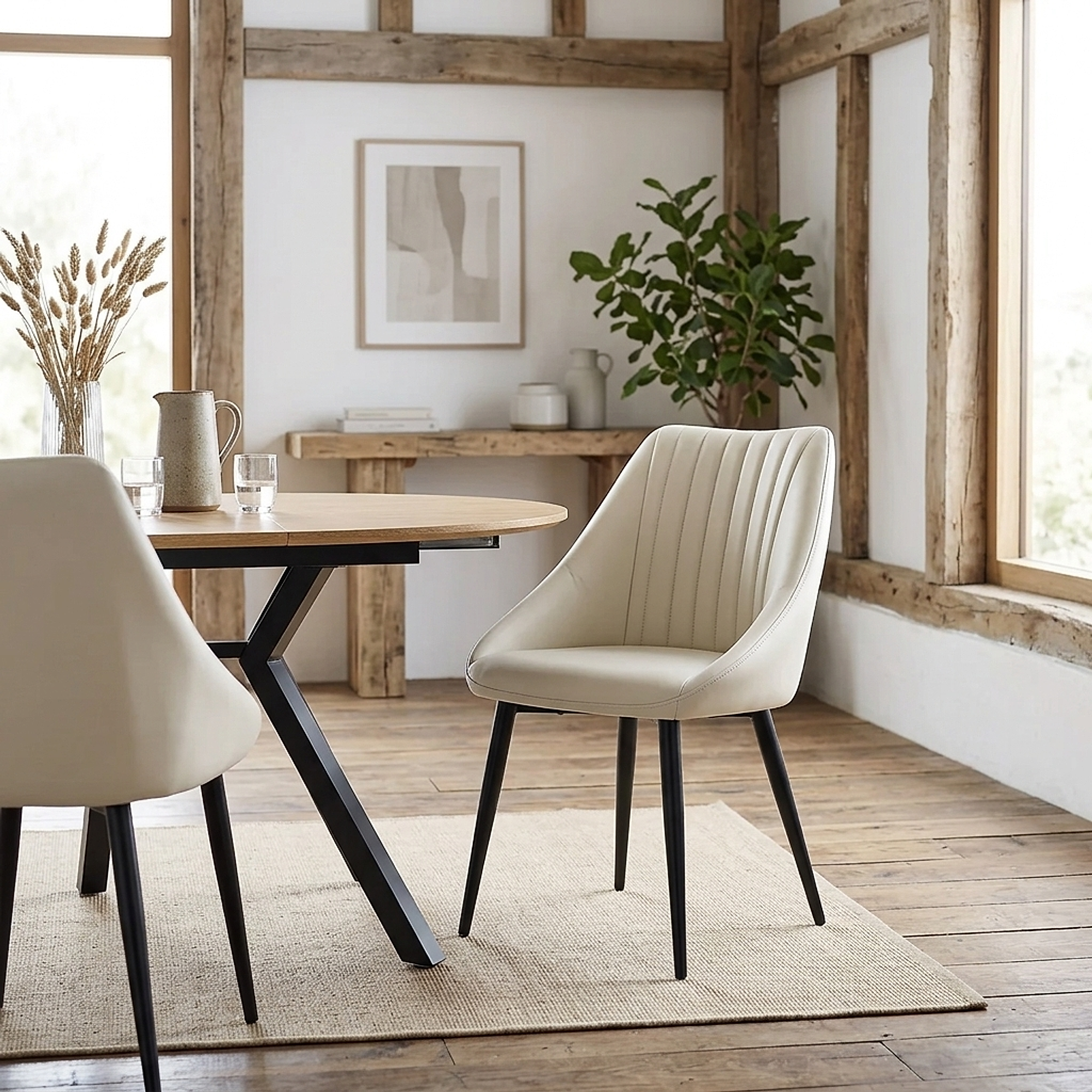 Esszimmerstuhl Echtleder - Strata Beige