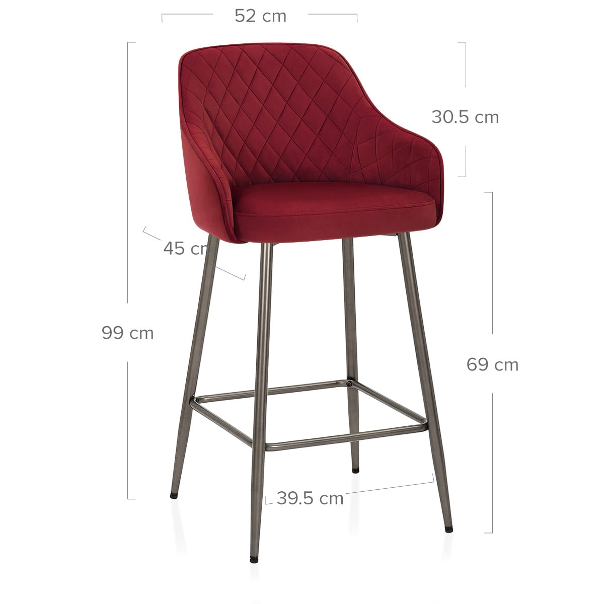 Samt Barhocker - Sydney Rot