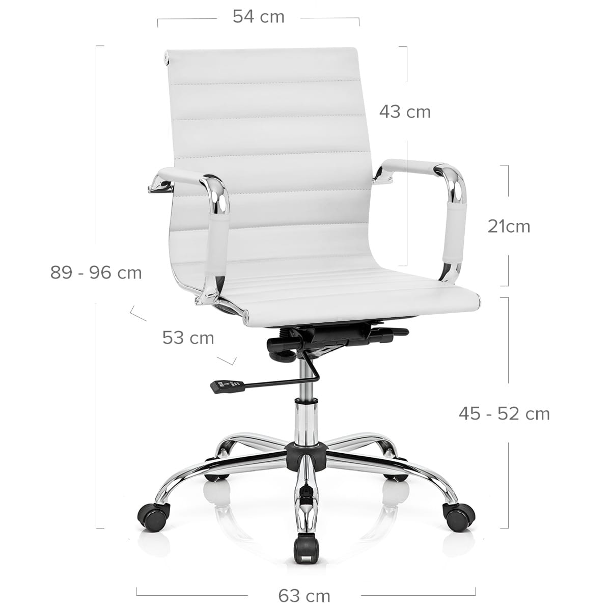 Sedia da ufficio Ecopelle Cromata - Tek Bianco