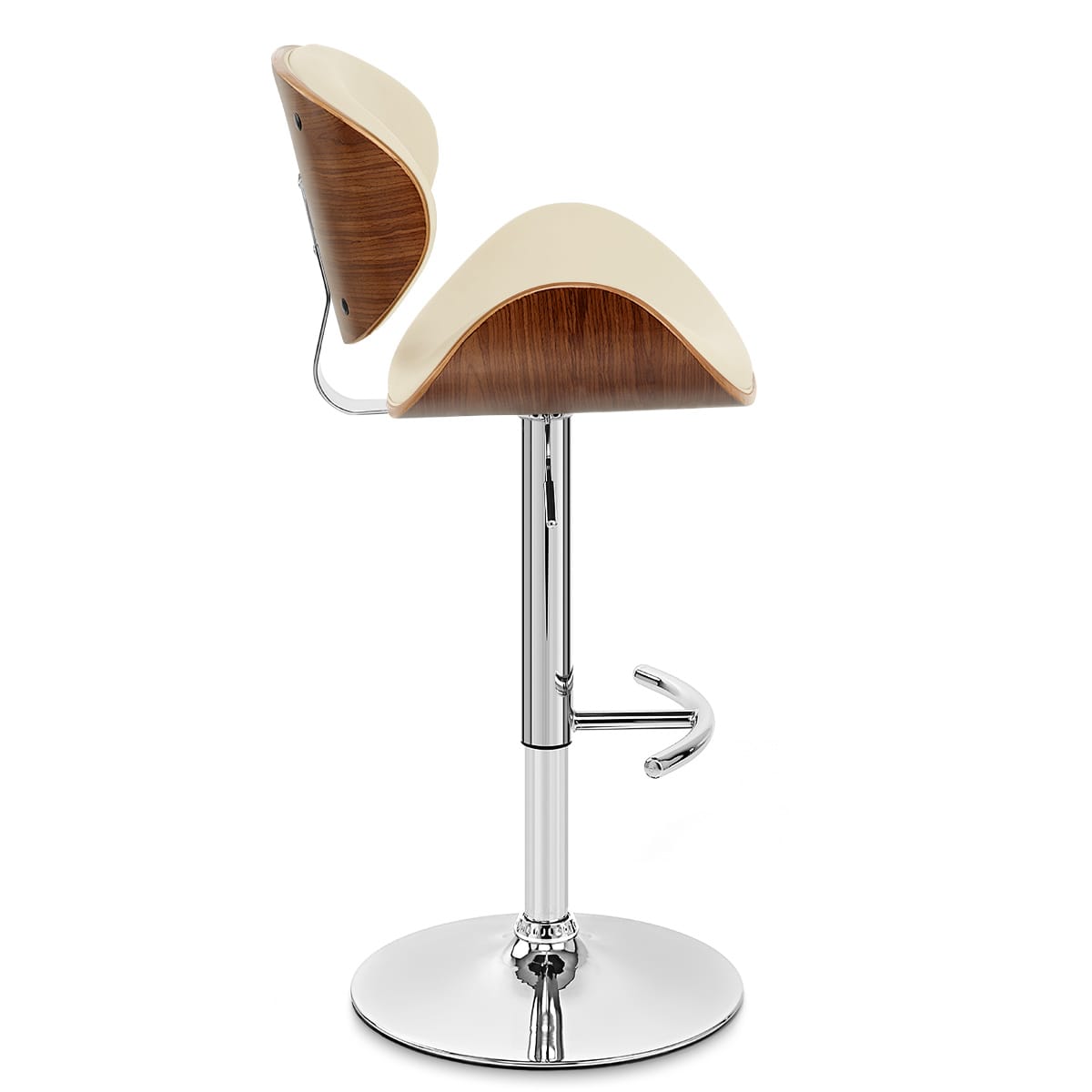 Sgabello Ecopelle Cromato - Theo Crema