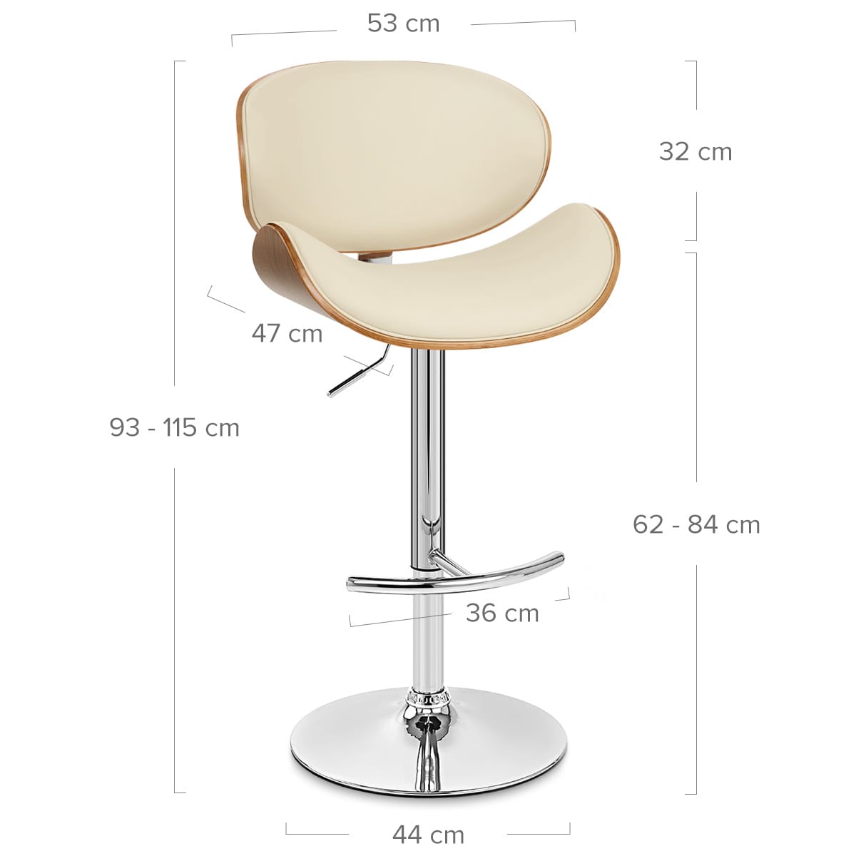 Sgabello Ecopelle Cromato - Theo Crema