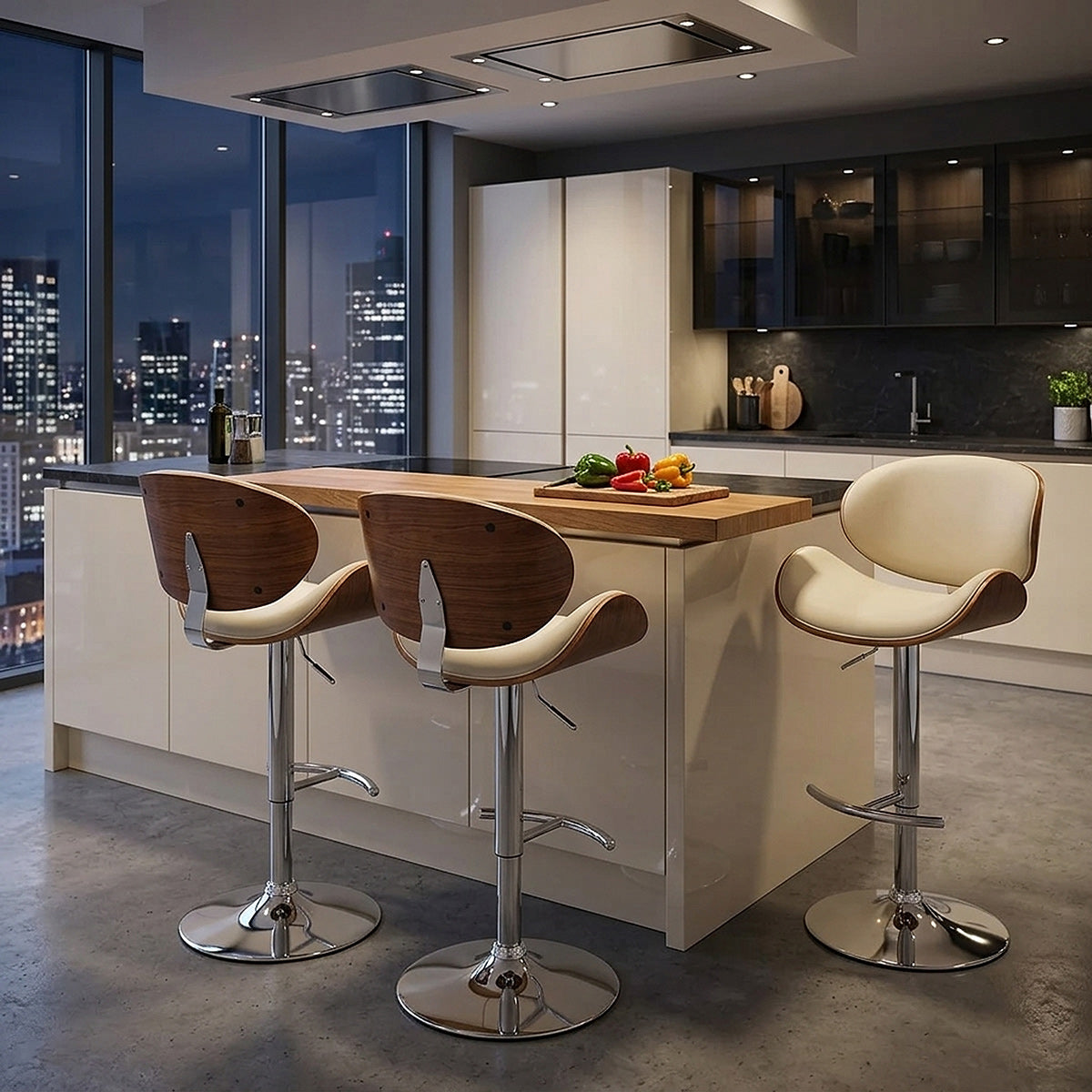Barhocker Chrom - Theo Beige