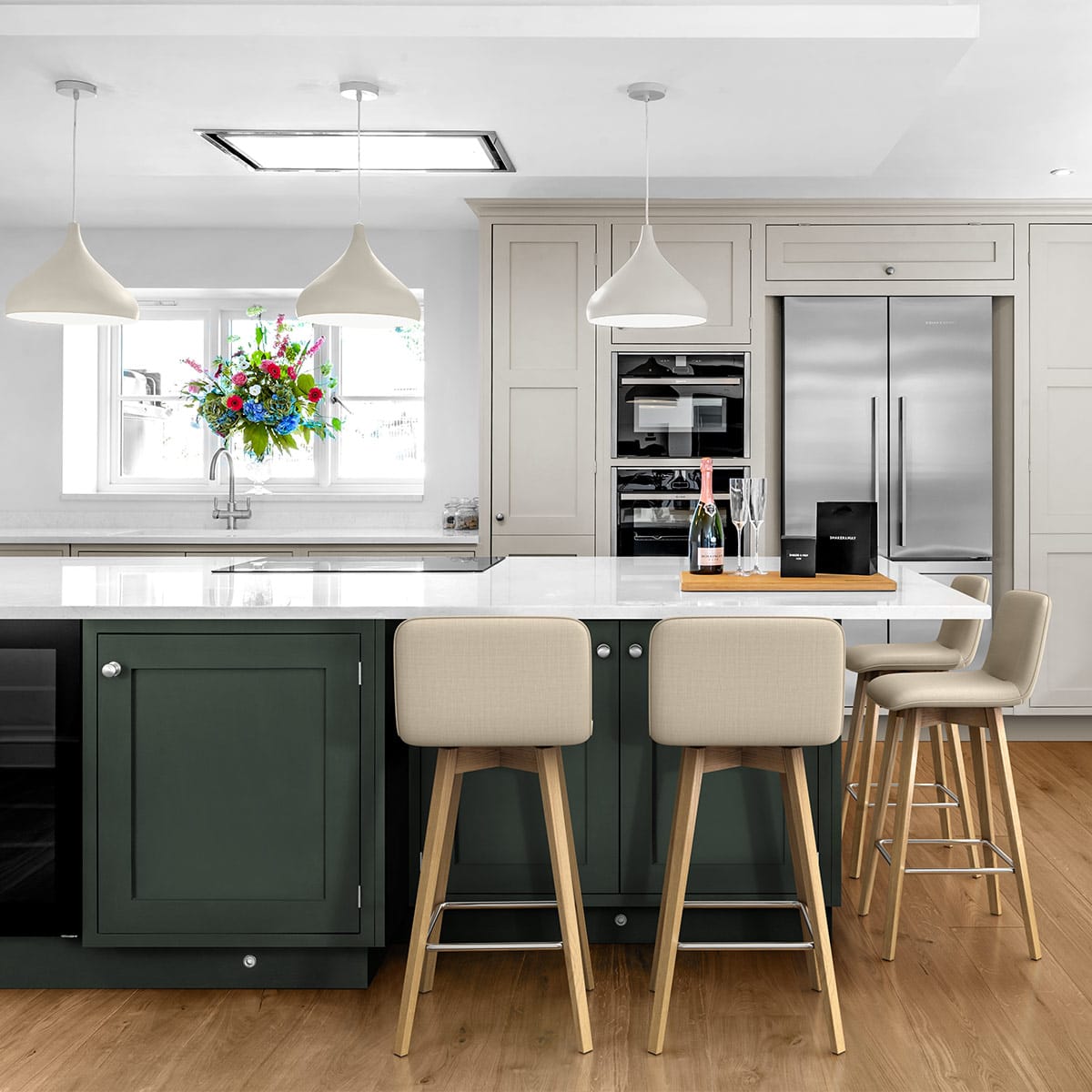 Sgabello Tessuto Legno - Tide Crema