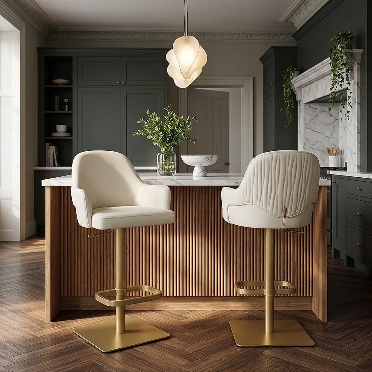 Gold Barhocker - Toni Beige