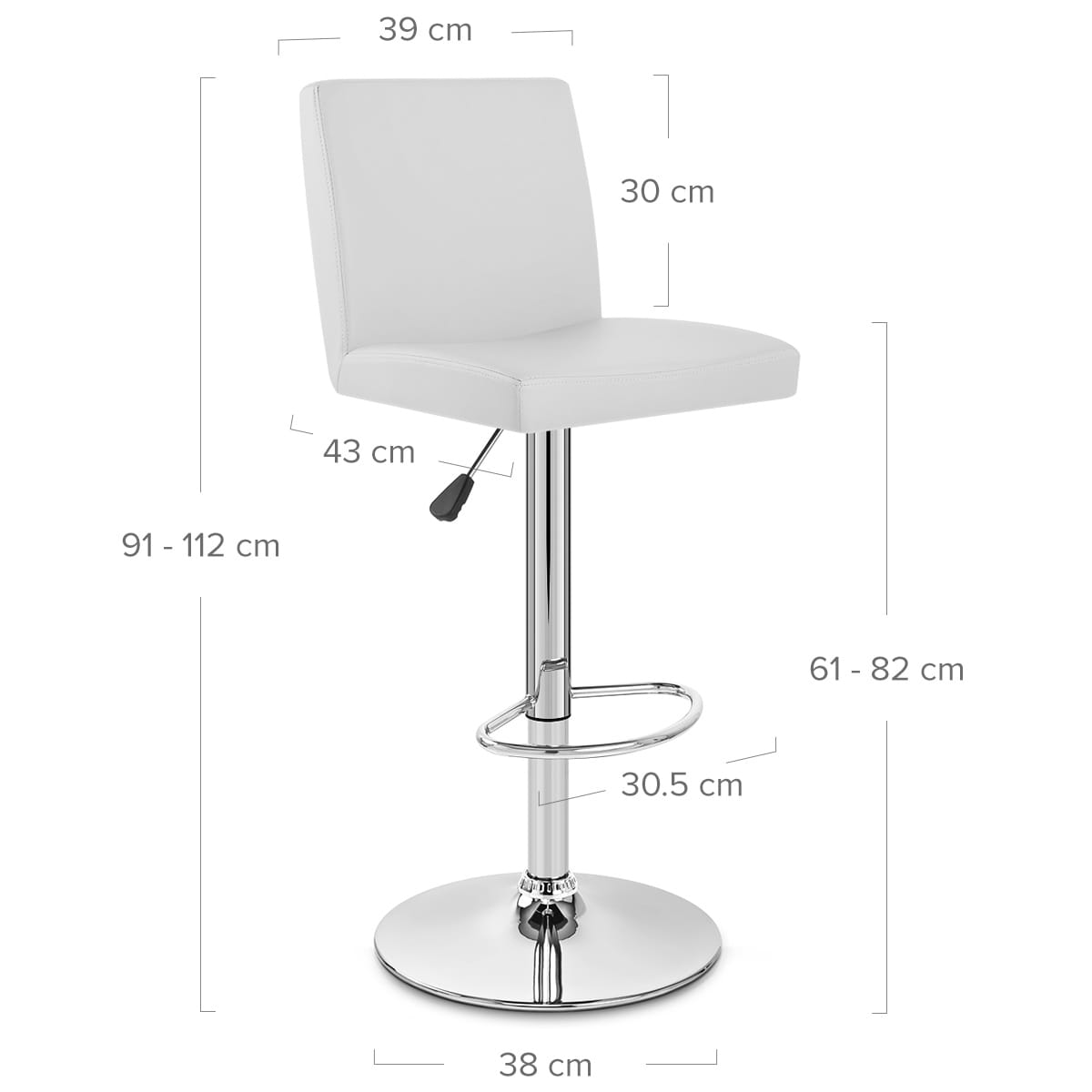 Sgabello Ecopelle Cromato - Topaz Bianco