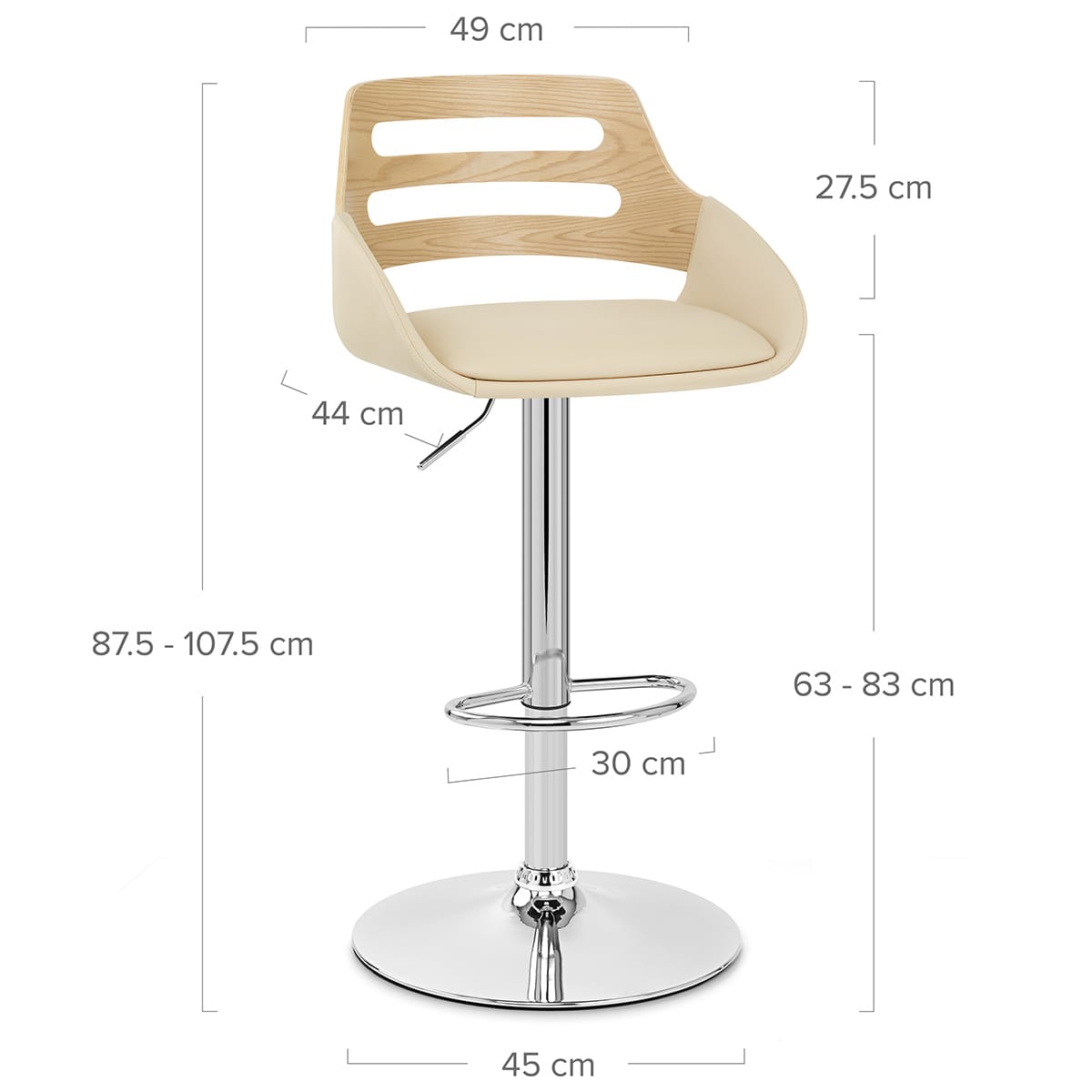 Sgabello Ecopelle Legno - Trio Crema
