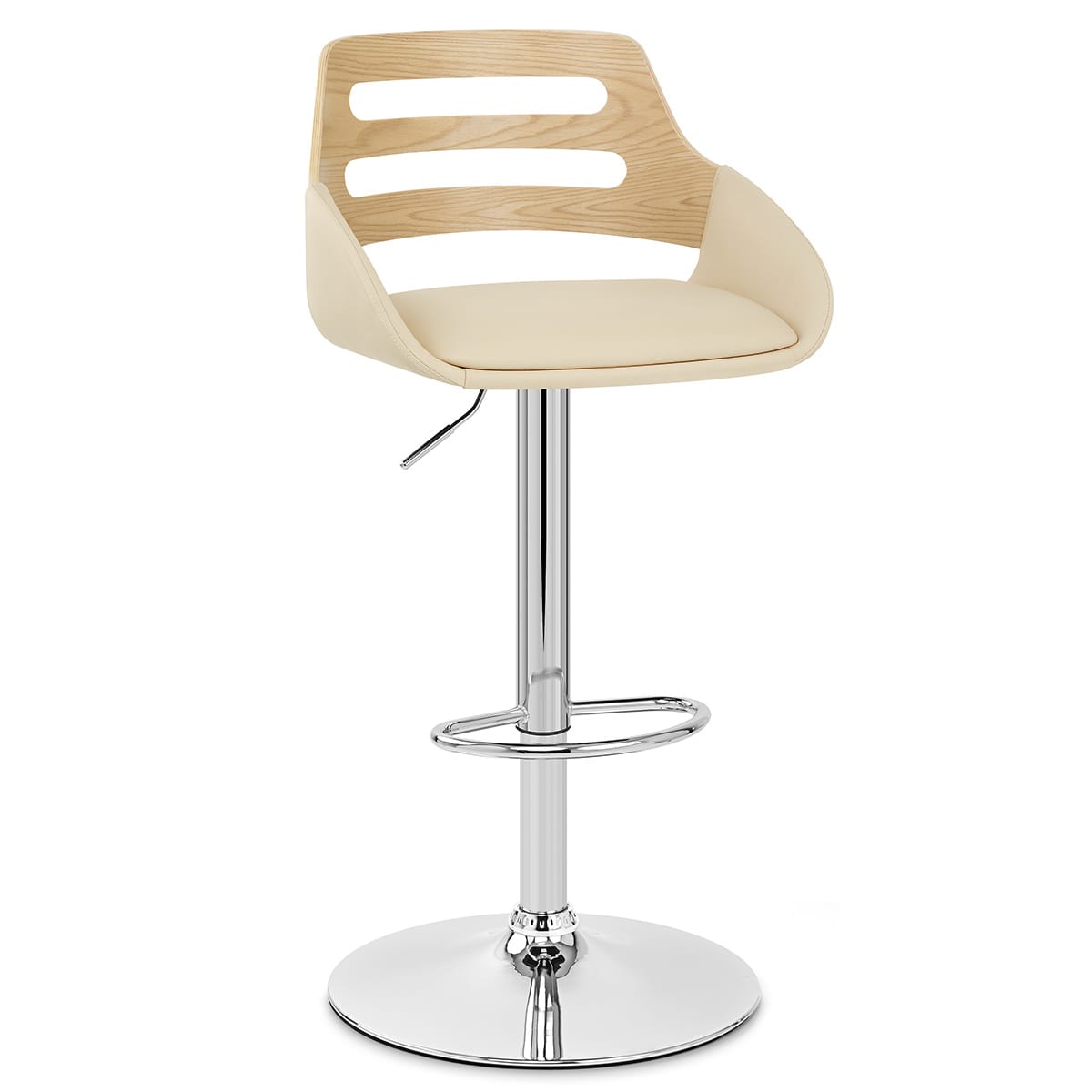 Sgabello Ecopelle Legno - Trio Crema