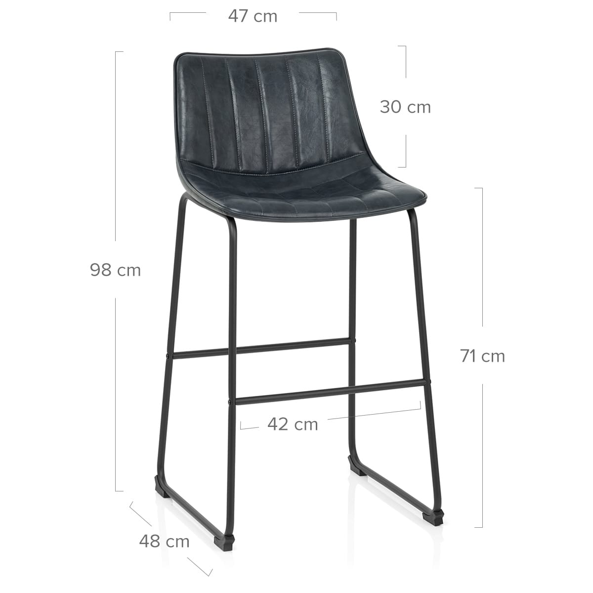 Sgabello Ecopelle Anticata Satinato - Tucker Blu Scuro