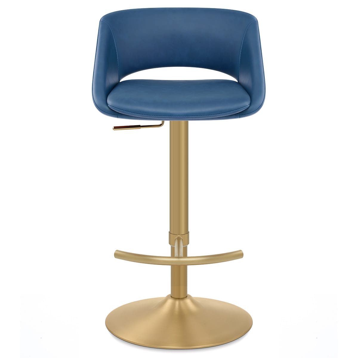 Sgabello oro spazzolato Ecopelle - Tulsa Blu