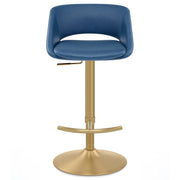 Sgabello oro spazzolato Ecopelle - Tulsa Blu