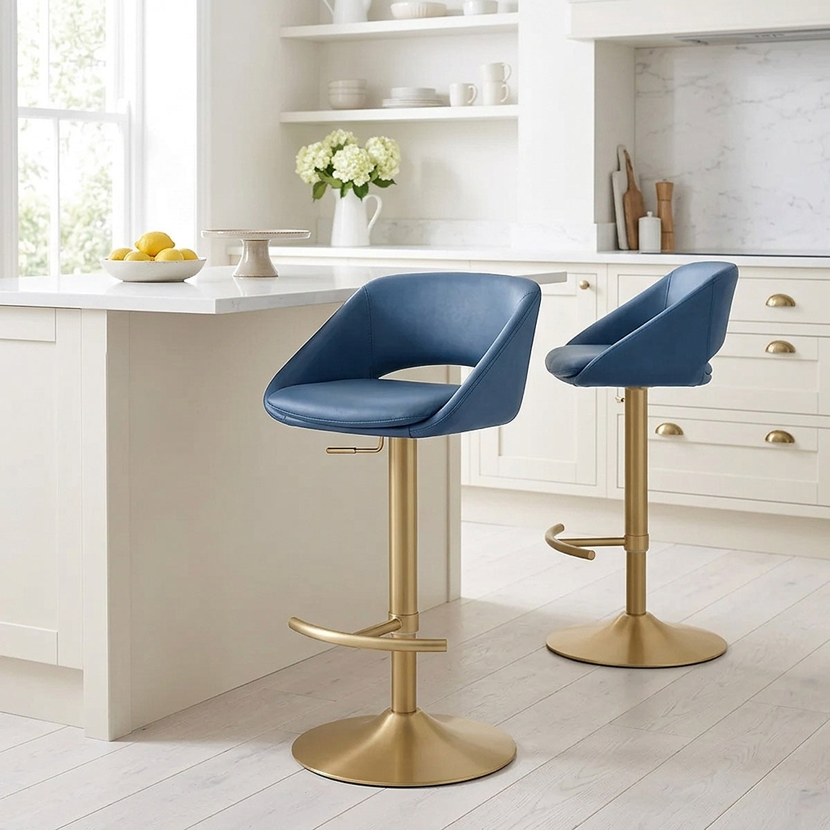 Barhocker Gebürstetes Gold - Tulsa Blau