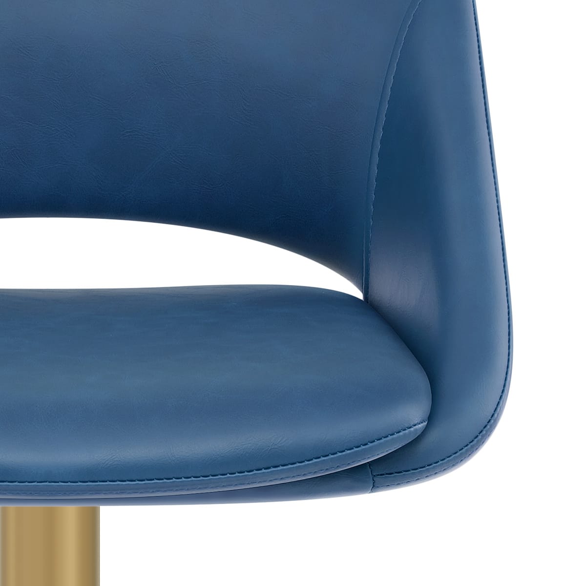 Sgabello oro spazzolato Ecopelle - Tulsa Blu