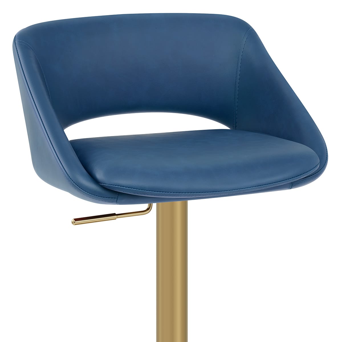 Sgabello oro spazzolato Ecopelle - Tulsa Blu