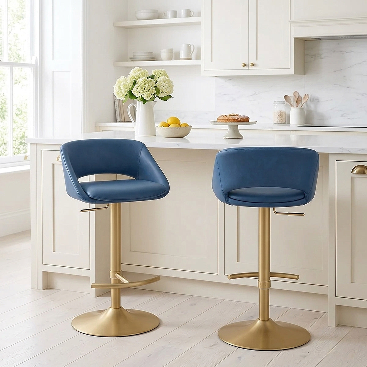 Barhocker Gebürstetes Gold - Tulsa Blau
