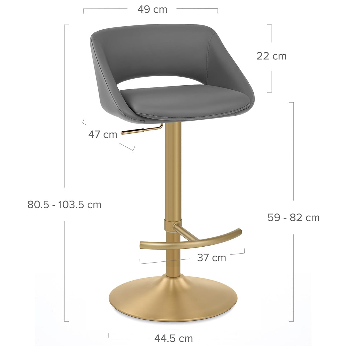 Sgabello oro spazzolato Ecopelle - Tulsa Grigio