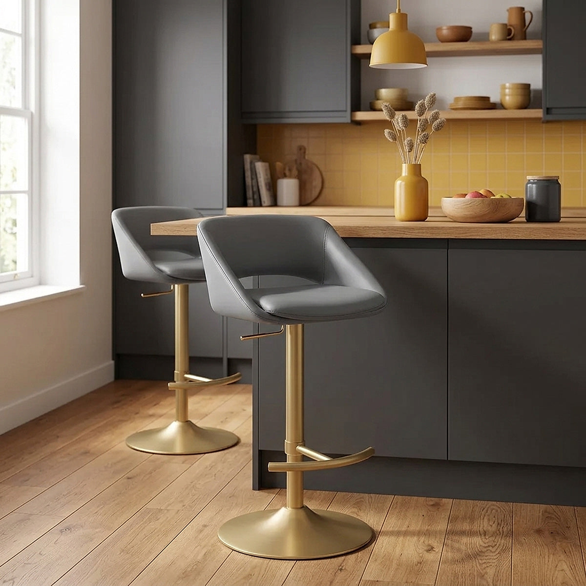 Barhocker Gebürstetes Gold - Tulsa Grau