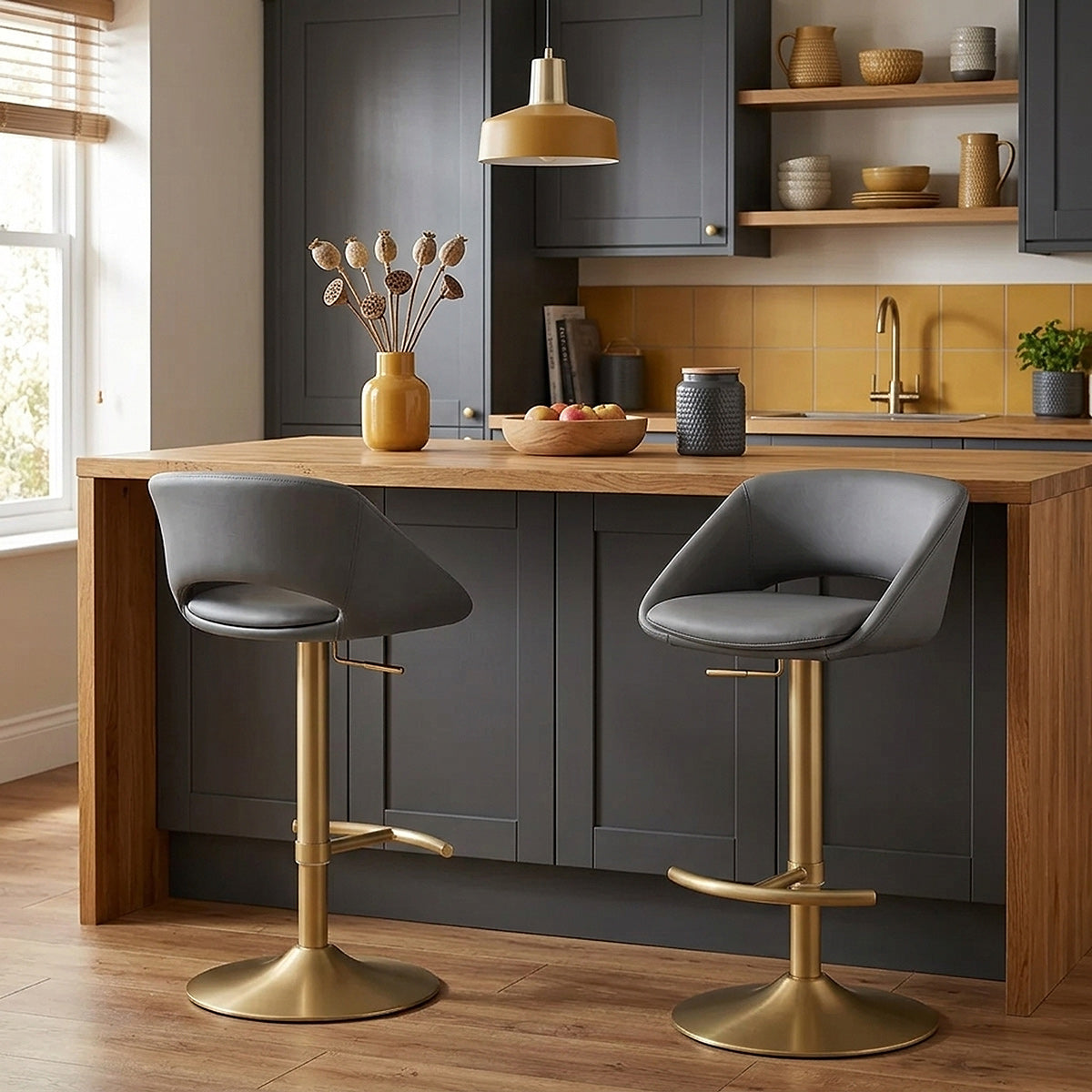 Barhocker Gebürstetes Gold - Tulsa Grau