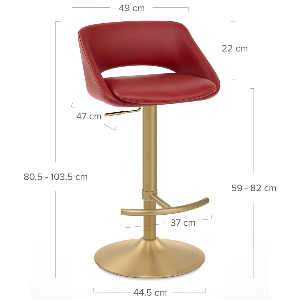 Barhocker Gebürstetes Gold - Tulsa Rot