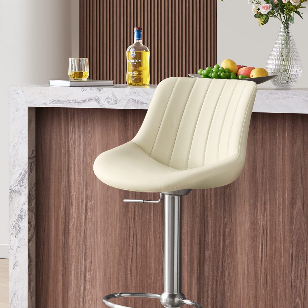 Sgabello da bar Vera Pelle - Versailles Crema