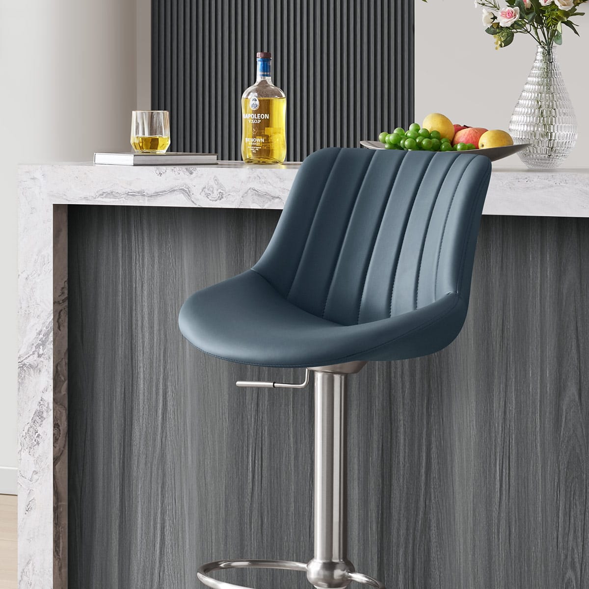 Sgabello da bar Vera Pelle - Versailles Blu