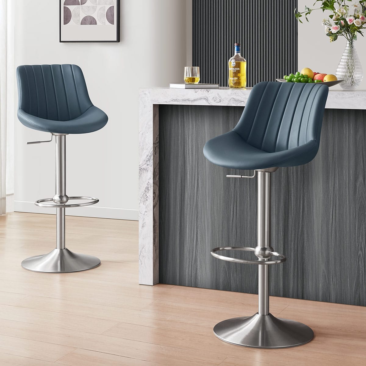 Sgabello da bar Vera Pelle - Versailles Blu
