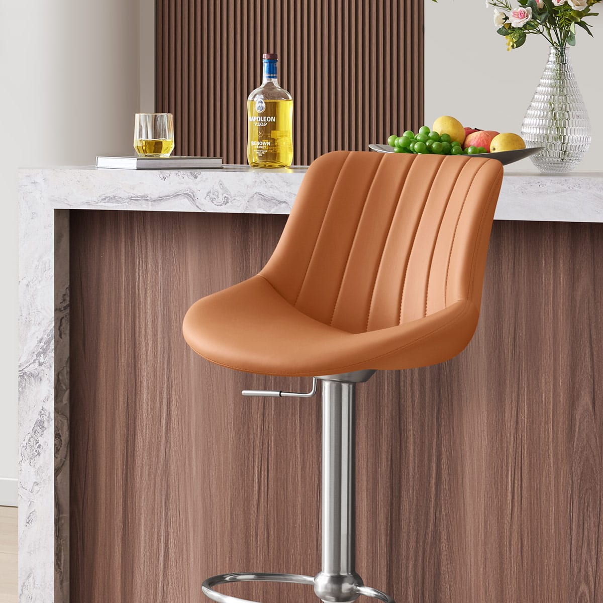 Barhocker Echtleder - Versailles Braun
