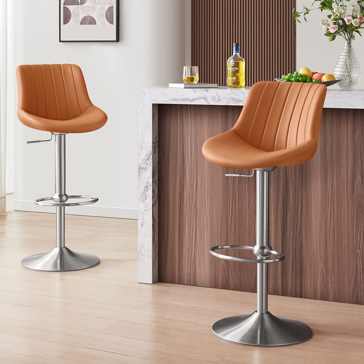 Barhocker Echtleder - Versailles Braun
