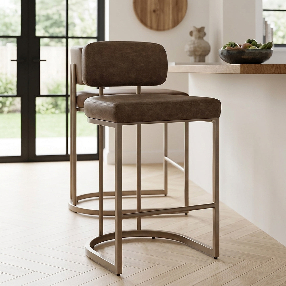 Kunstleder Barhocker - Verve Braun